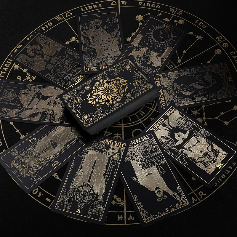 Cartas de Tarot Clásicas de PVC Negro