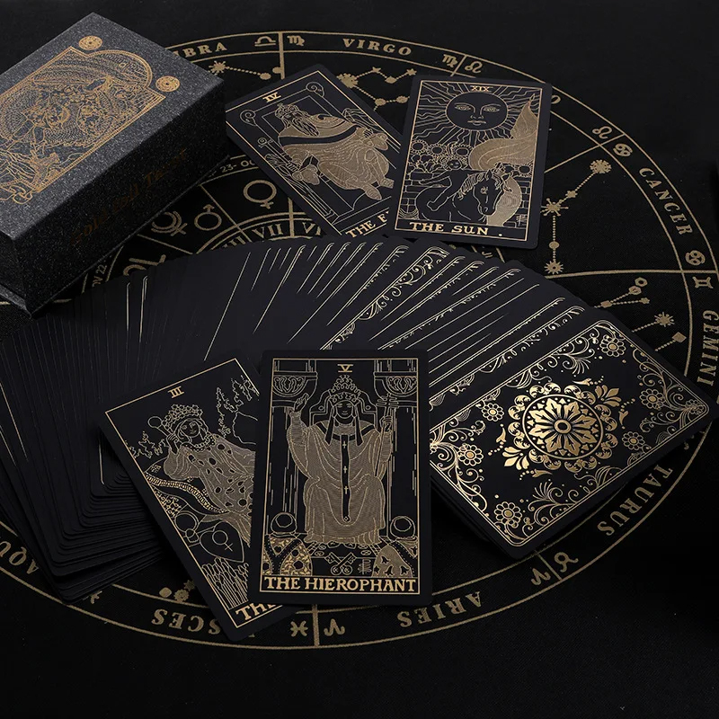 Cartas de Tarot Clásicas de PVC Negro