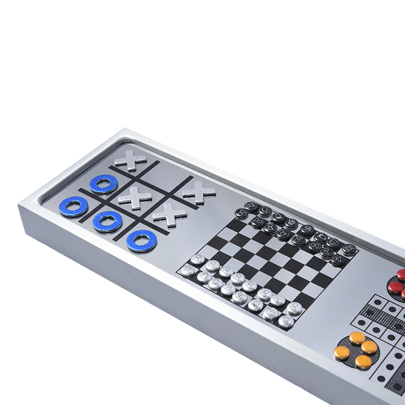 Set de Ajedrez Magnético 3-en-1 de Aleación de Aluminio