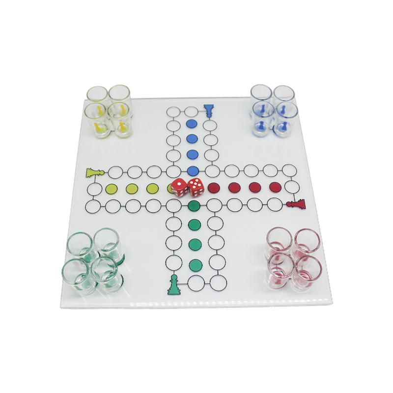 Set de Juego de Bebidas Ludo de Cristal