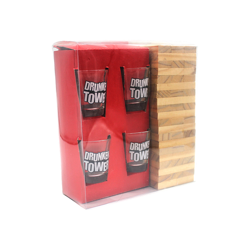 Set de Jenga de Madera con Vasos de Shot