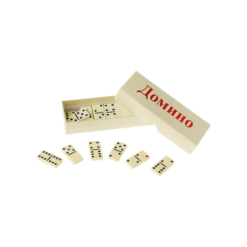 Set Tradicional de Dominó Doble-Seis en Acabado Marfil