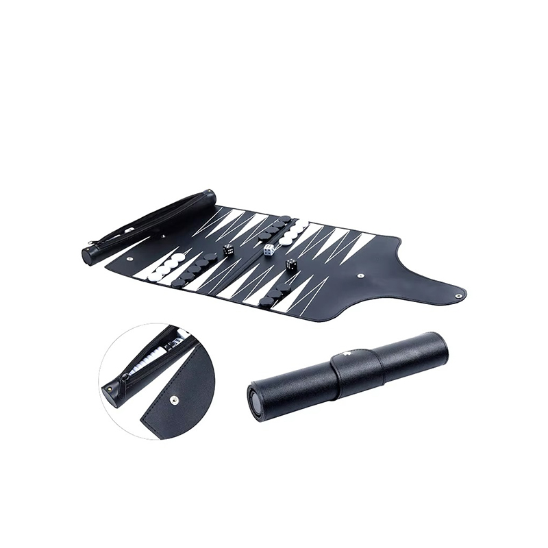 Set de Backgammon de Cuero Plegable - Elegancia Portátil para Juegos en Movimiento