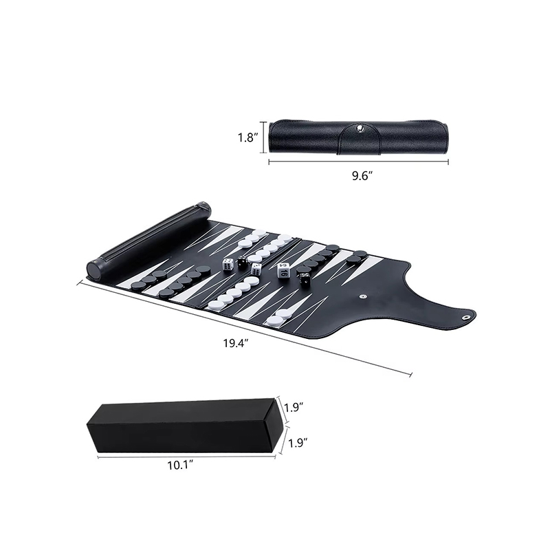 Set de Backgammon de Cuero Plegable - Elegancia Portátil para Juegos en Movimiento