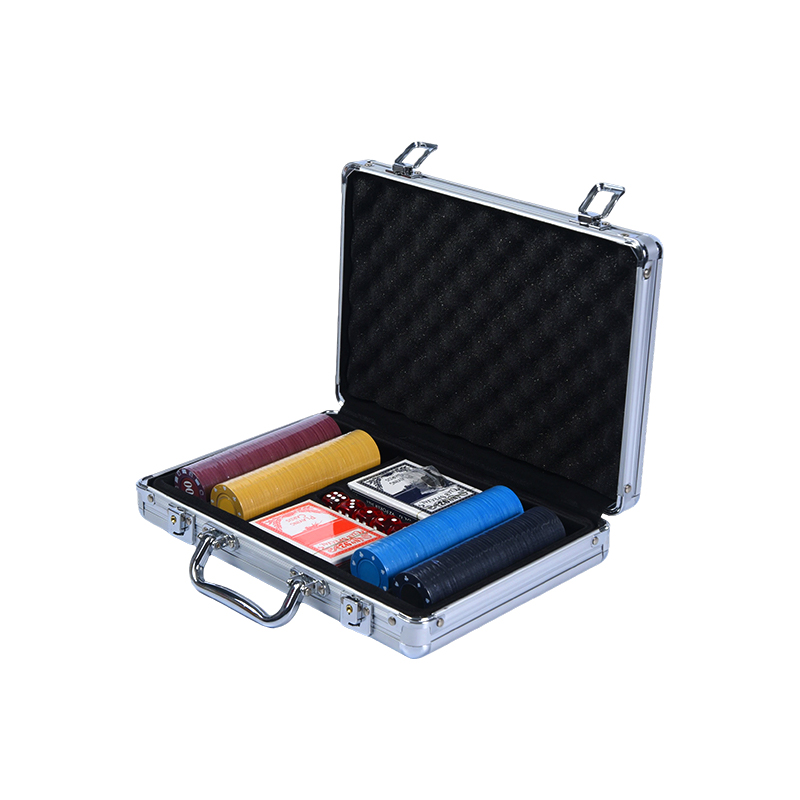 Set de Fichas de Póker en Estuche de Aluminio Texturizado Negro con Accesorios