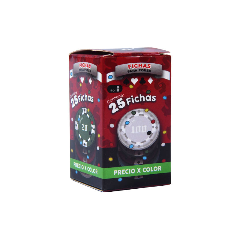 Set de Fichas de Póker de Colores – Set de 25 Fichas de Colores Variados en Caja de Empaque