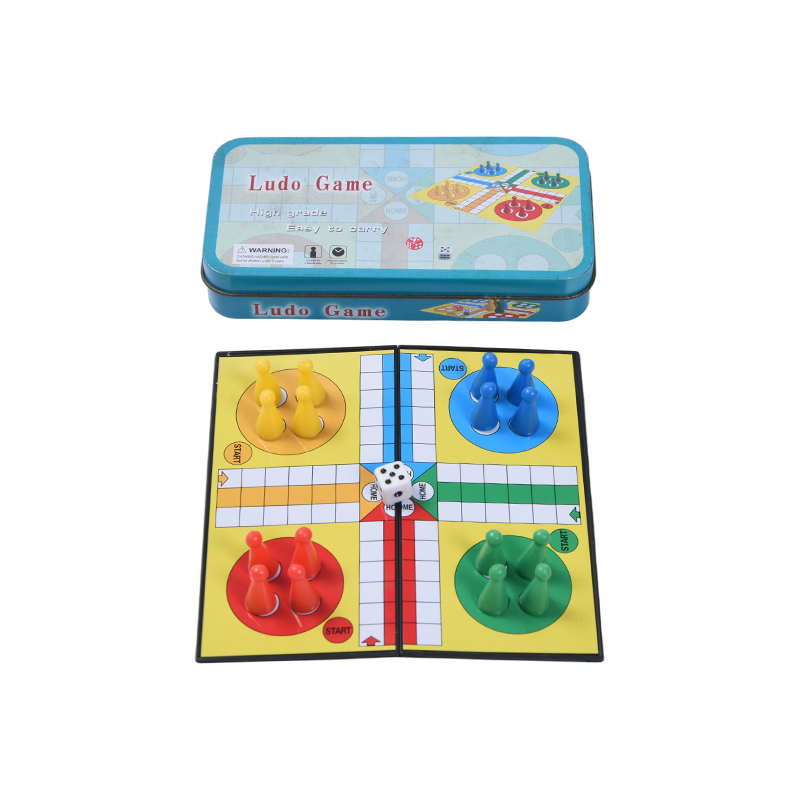 Set Portátil de Juego de Ludo en Caja de Lata Metálica