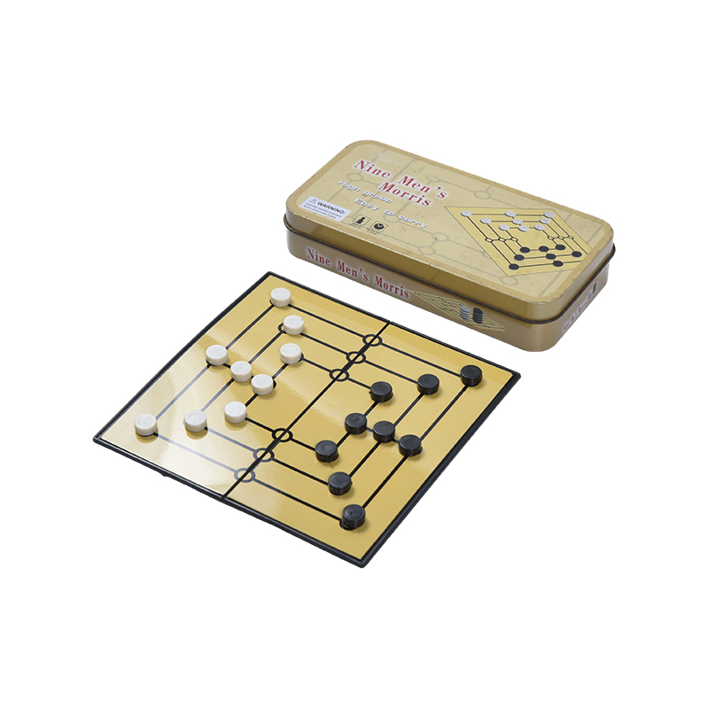Juego de Nueve Hombres Morris Portátil en Caja de Lata Metálica