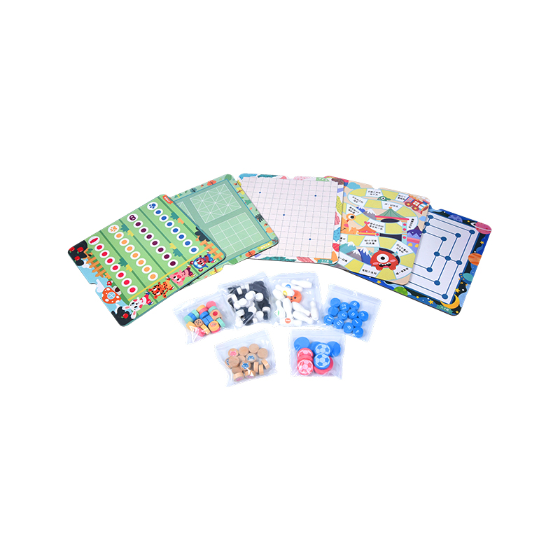 Colección Clásica de Entretenimiento Familiar - Set de Juegos de Mesa de Madera Multijuego