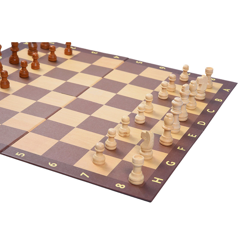 Set de Almacenamiento y Instrucciones de Ajedrez Plegable de Madera