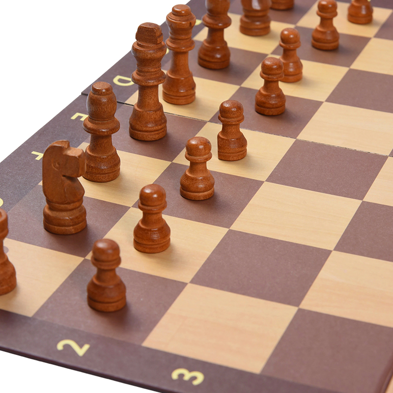 Set de Almacenamiento y Instrucciones de Ajedrez Plegable de Madera
