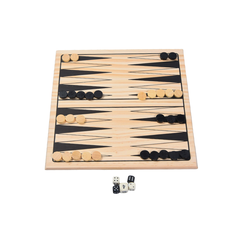 Set de Juegos de Madera con Empaque Vintage y Colorido - Juego Clásico de Backgammon de Mesa