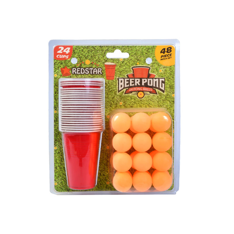 Set de Beer Pong Redstar - 24 Vasos y 24 Pelotas (Set Mega de 48 Piezas)
