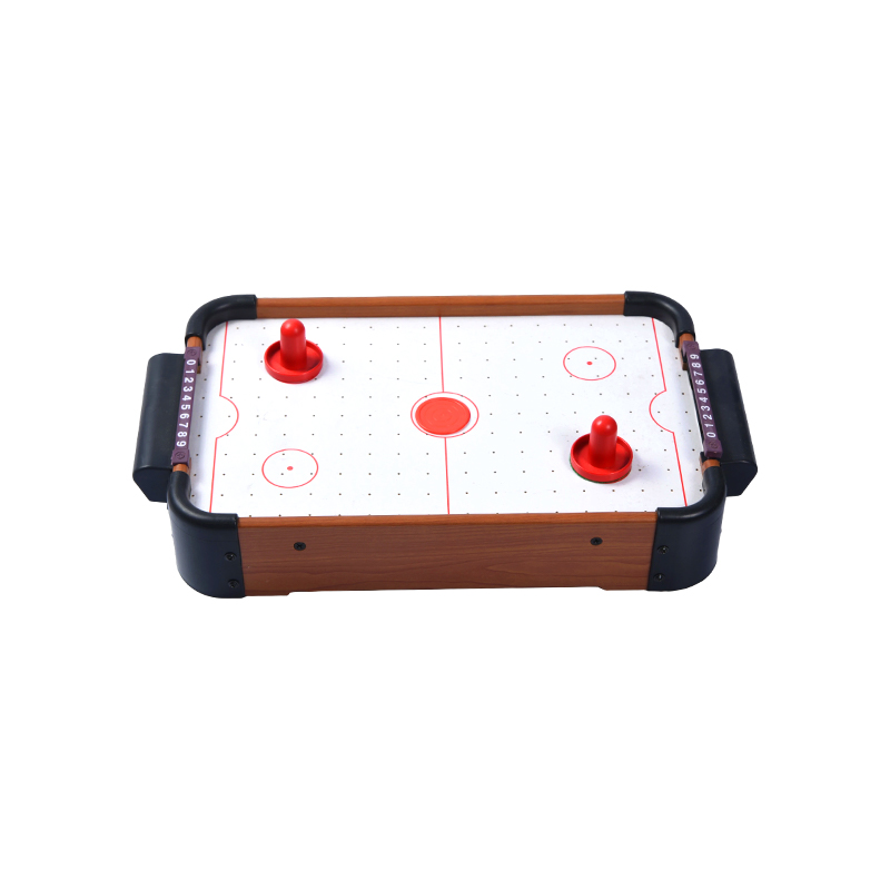Mini Juego de Mesa con Pucks Rojos y Seguimiento de Puntuación - Mini Mesa de Air Hockey de Madera