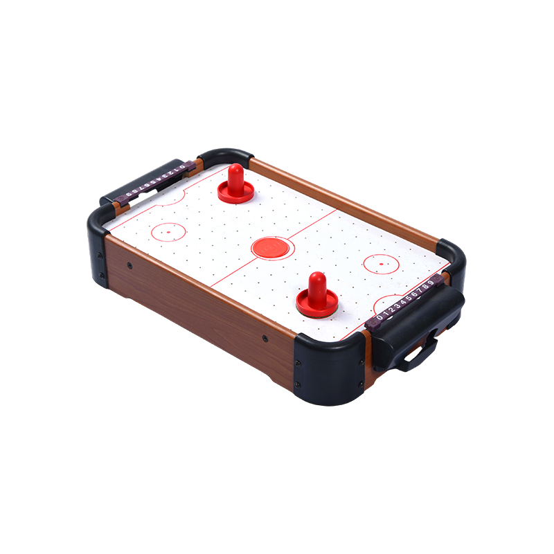 Mini Juego de Mesa con Pucks Rojos y Seguimiento de Puntuación - Mini Mesa de Air Hockey de Madera