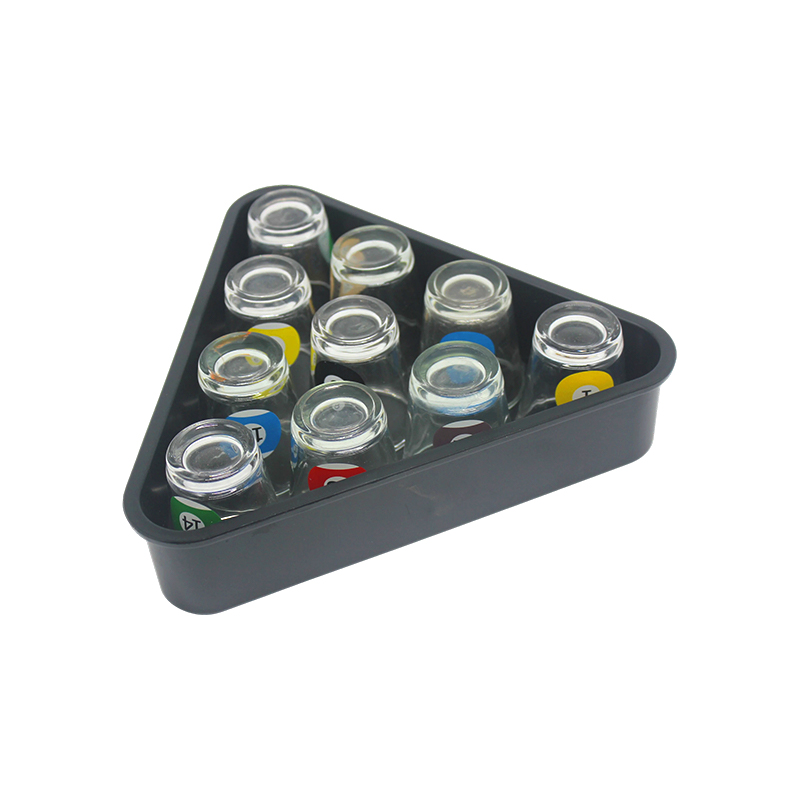 Set de 10 Vasos con Números de Bolas de Billar - Set de Vasos de Shot Temática de Pool con Rack Triangular